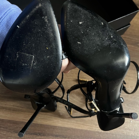 Saint Laurent "Giqua" Snakeskin Sandals with Crystal Trim 110MM - Picture 14 of 14